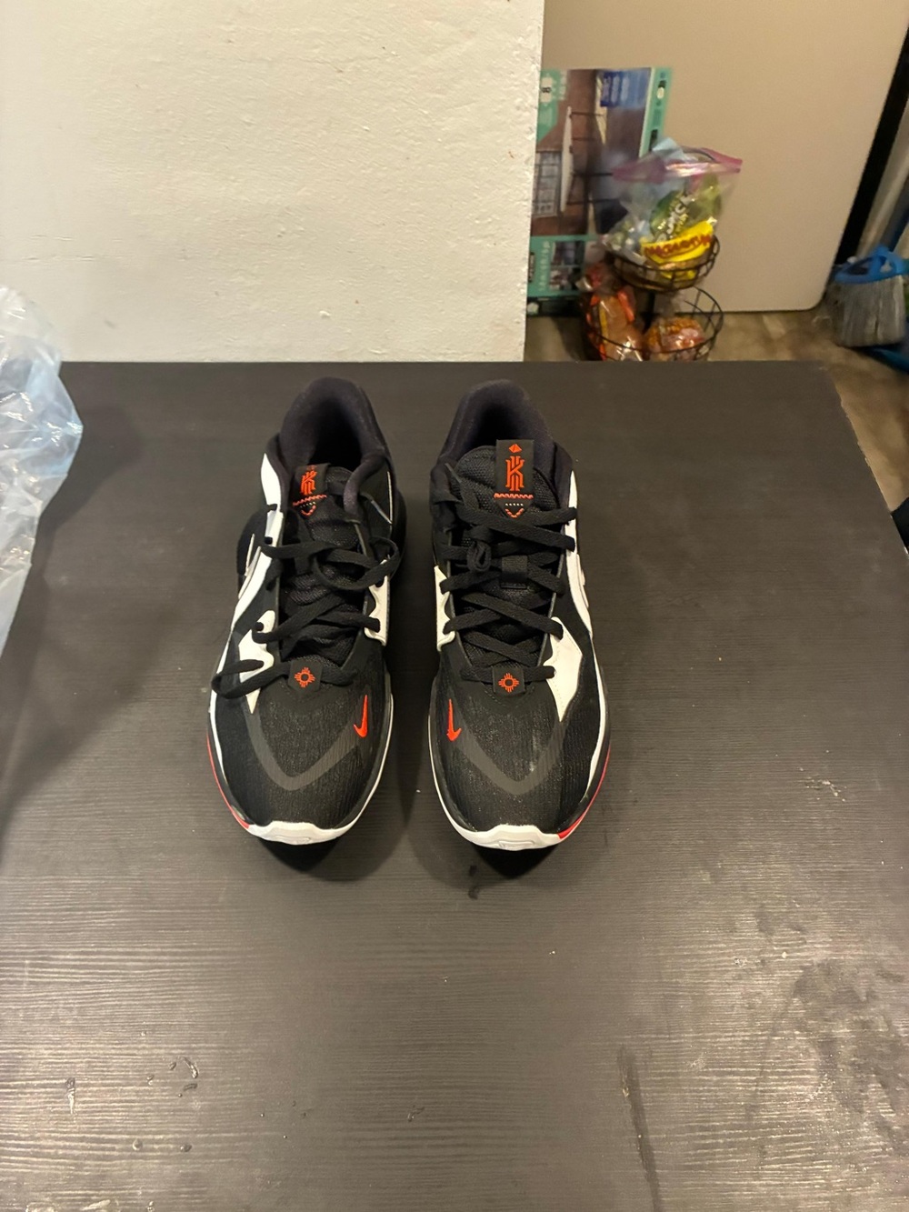Nike Black & White Basketball Sneakers with Orange Accents